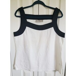 Croft & Barrow Tank Top Square Neck Stretch Sleeveless‎ White Black XL